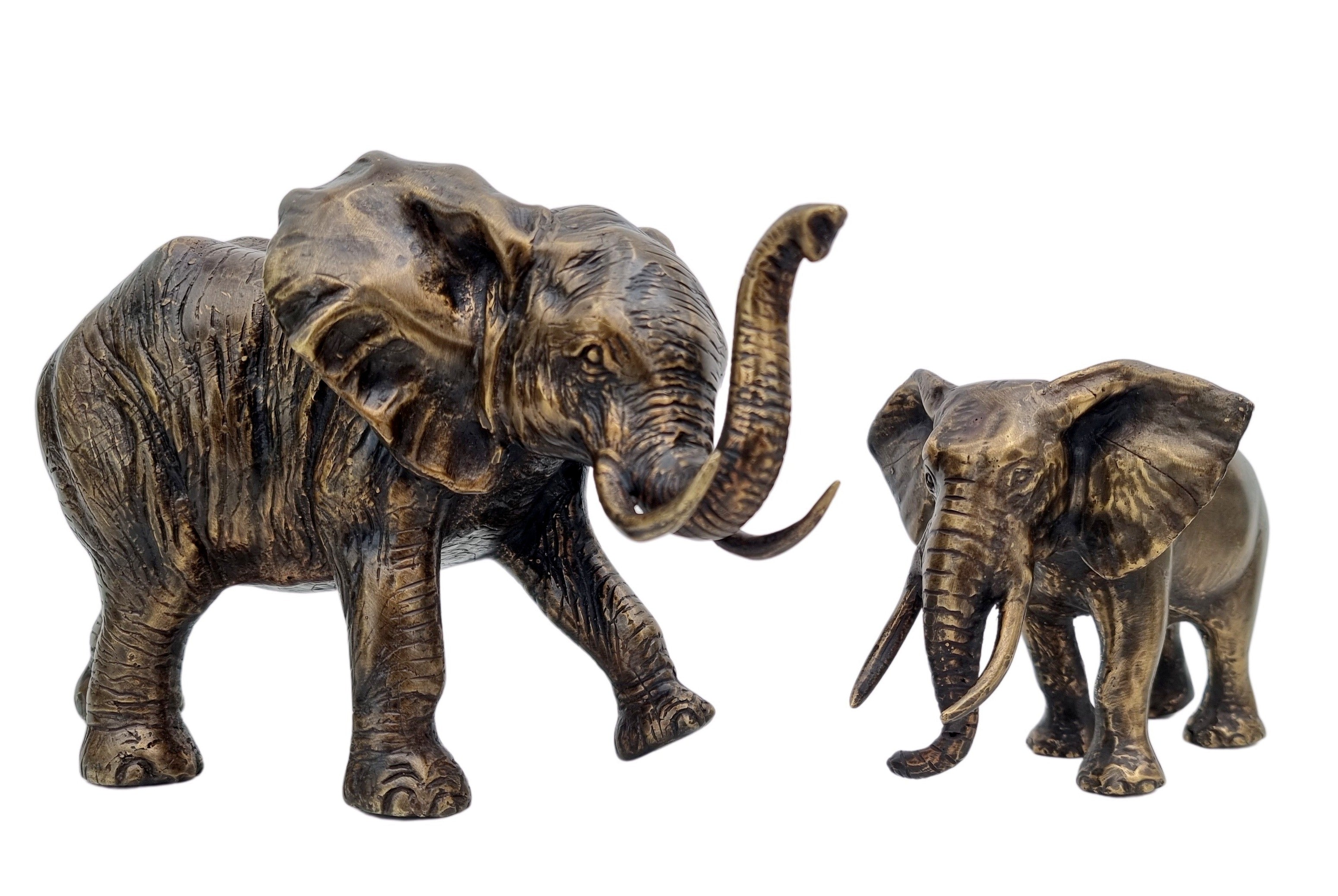 Bronze Elephant Pair Sculpture | 24 cm / 9.4 in | Symbol of Wisdom and ...