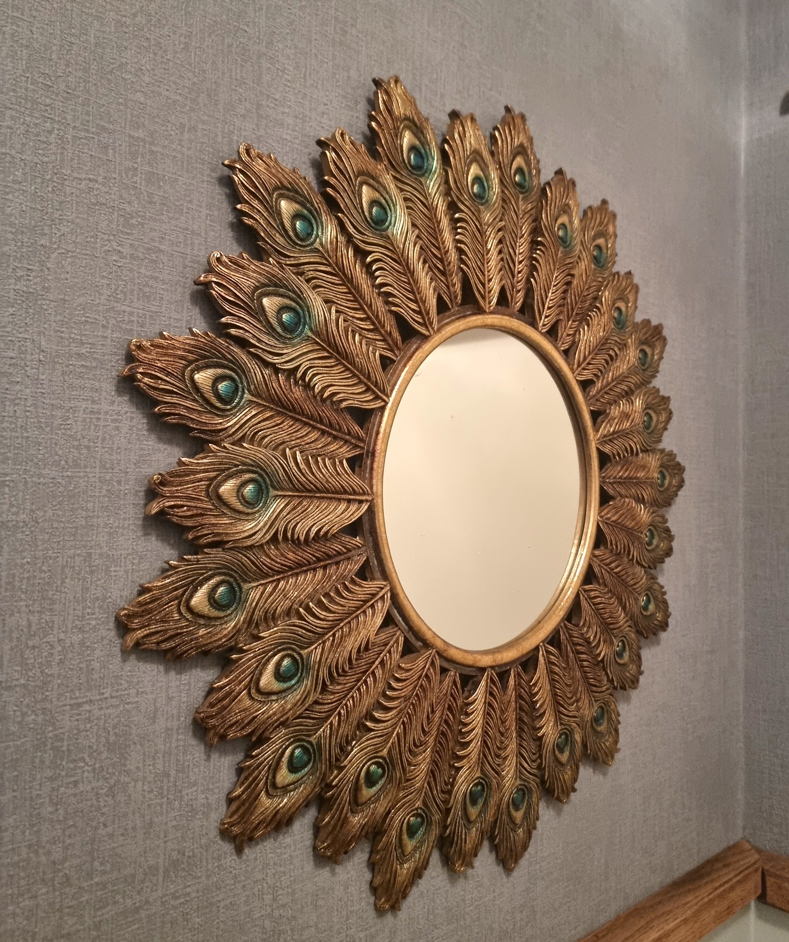 Peacock Feather Mirror | 48 cm / 18.9 in | Regency Decor, Sunburst Sty ...